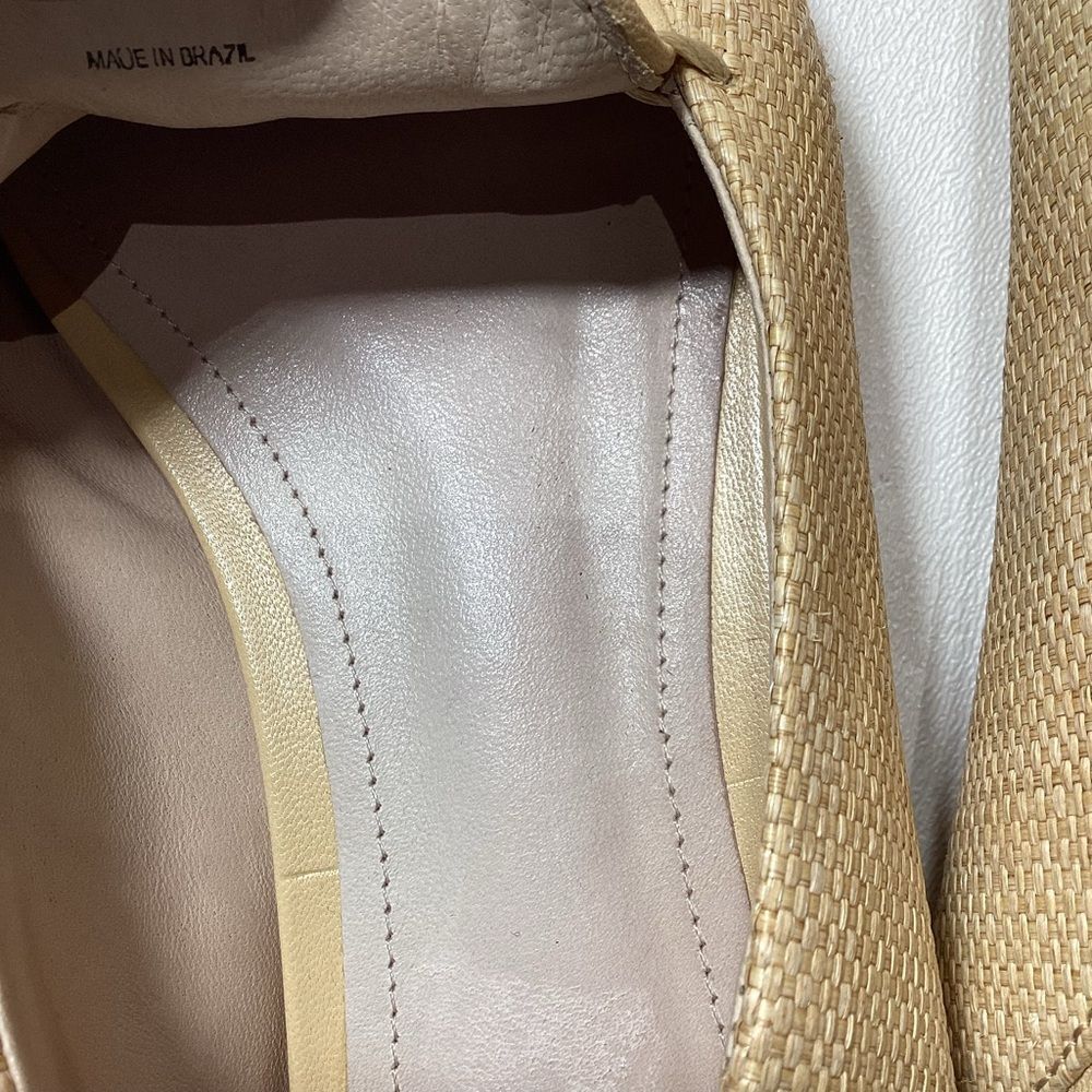 Porte & Paire Beige Raffia Leather Trim Collapsible Loafers Women's Size EU 37 - Picture 11 of 14